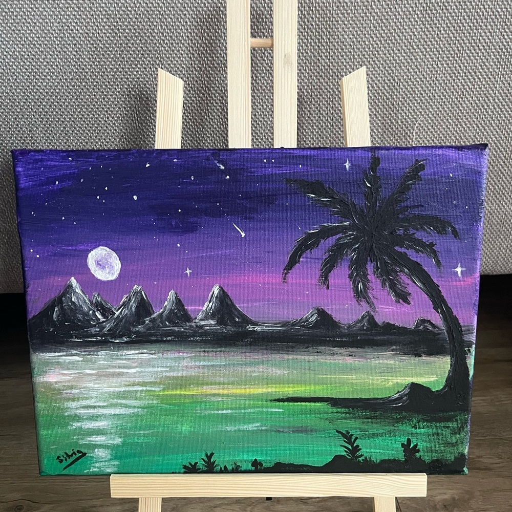 Purple and Green Landscape Canvas Art